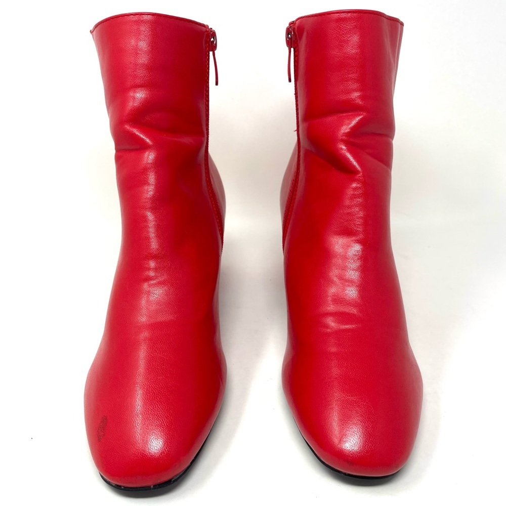 ** Red Kiss True Red Leather Heeled Ankle Boots Size 9 - Picture 3 of 11